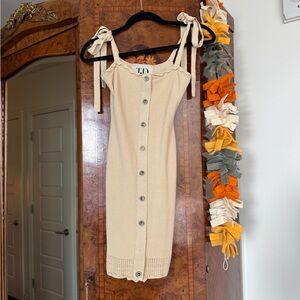 Elegant Beige Button-Down Mini Dress